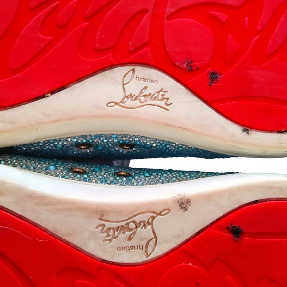 Christian Louboutin Blue & Silver Crystal Strass Louis Junior AB High Sn… - Picture 5 of 16
